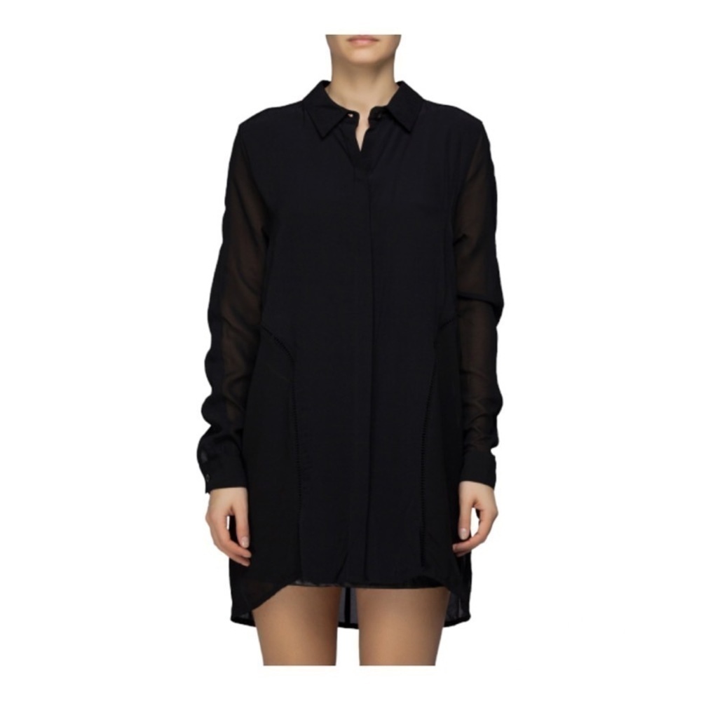 MINKPINK Hour Of Darkness Black Sheer Tunic Shirt Size Small